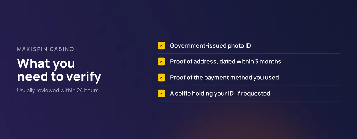 Verify identity documents required.